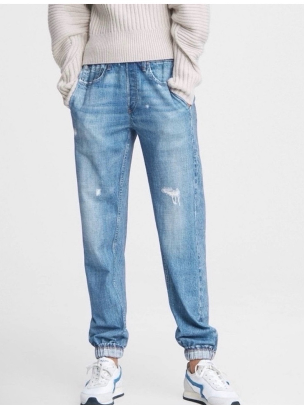 Rag & Bone Miramar Light Blue Women's Faux Denim Jogger Jeans - Casual Comfort